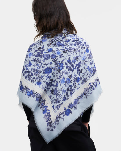 Blue Ditsy Folk Square Scarf