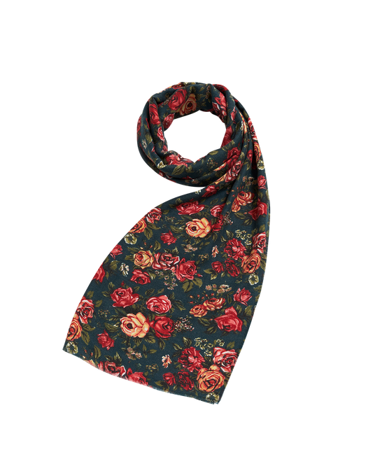 Teal Roses Pashmina Scarf