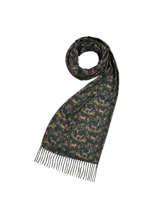 Green Into the Woods Tassel Scarf