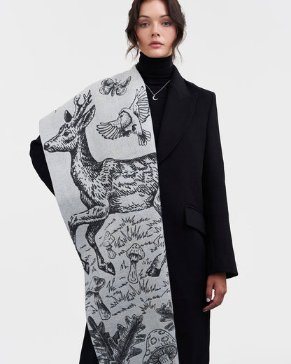 Taupe Woodland Tales Jacquard Scarf