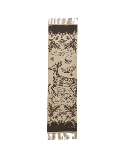 Taupe Woodland Tales Jacquard Scarf