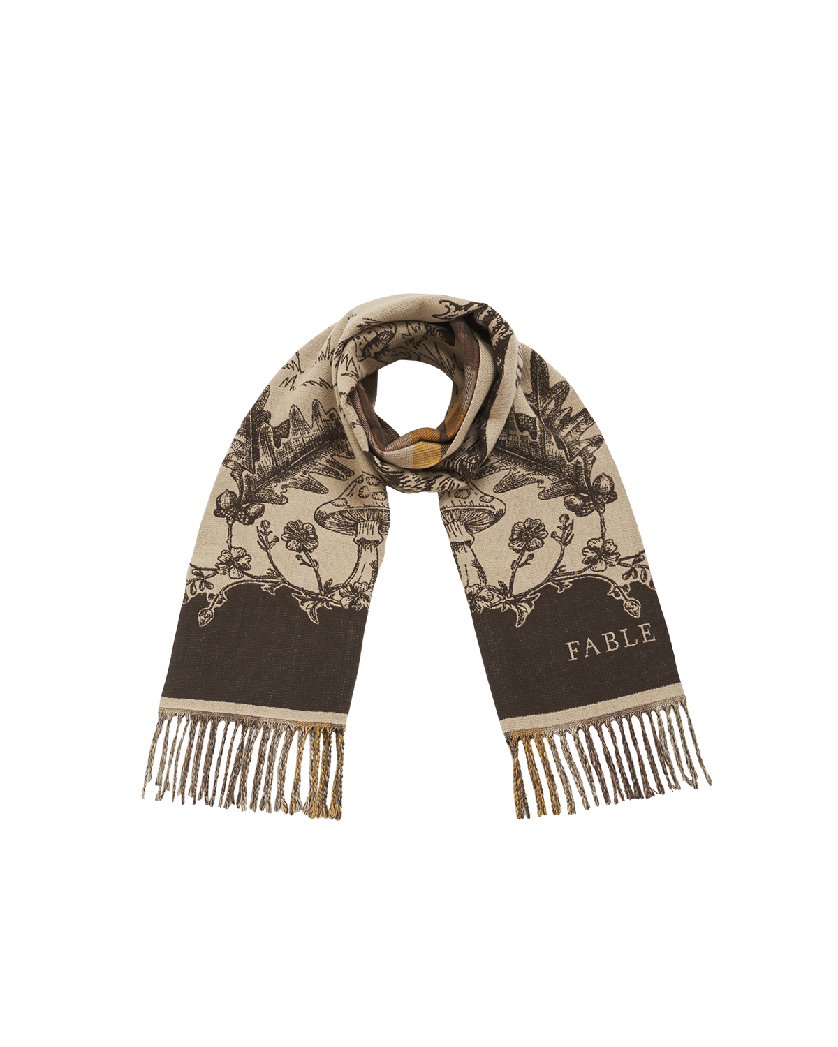 Taupe Woodland Tales Jacquard Scarf