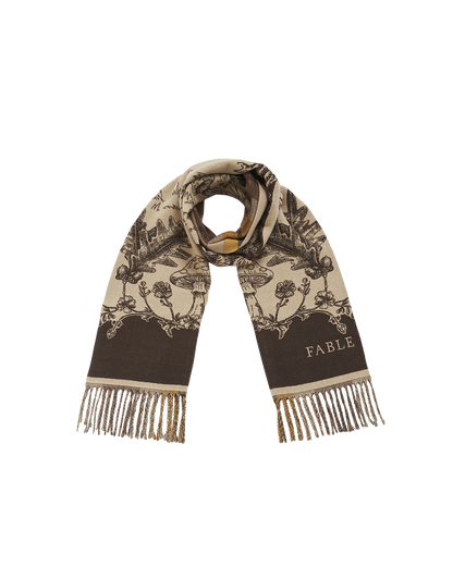 Taupe Woodland Tales Jacquard Scarf
