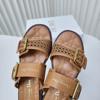 CD Cow leather cutout flat sandals 1825022816