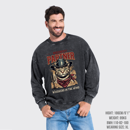 Meowdy Partner Cowboy Cat Washed Sweatshirts