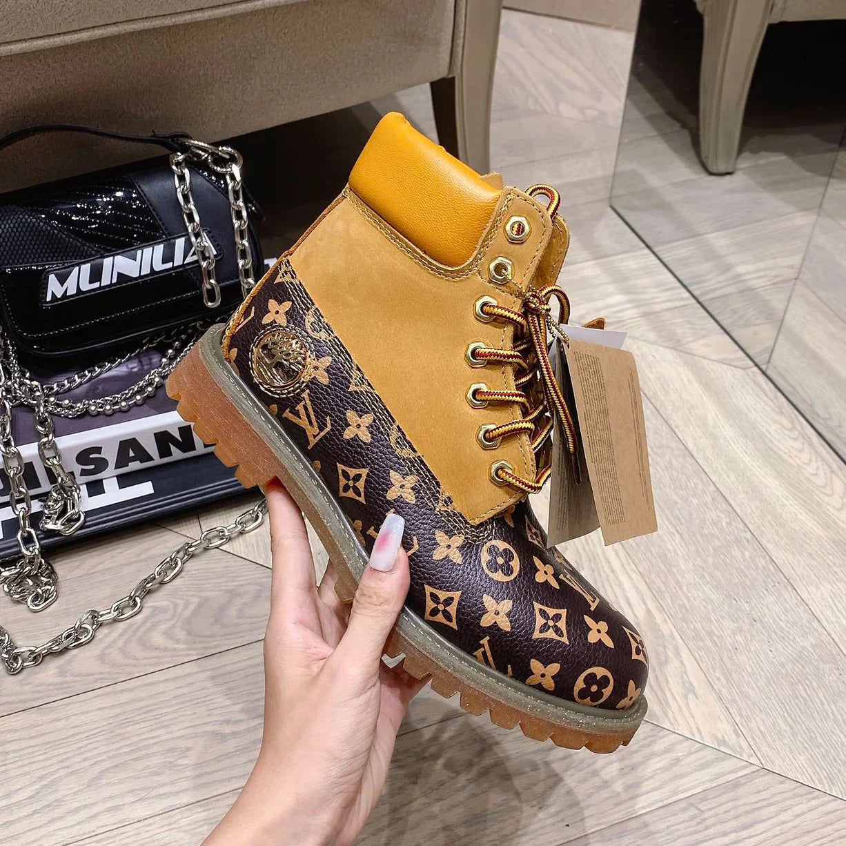 New fashion printed couple's short boots 1024101707