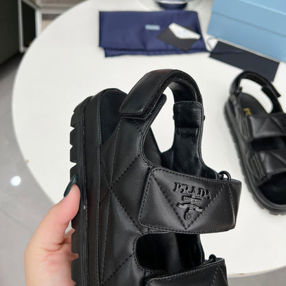 Spring And Summer New Women's Shoes Leather Soft Bottom Muffin Sandals Velcro 1024030828