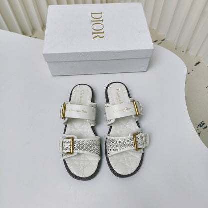 CD Cow leather cutout flat sandals 1825022816
