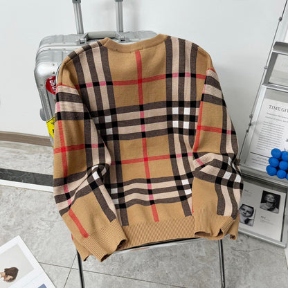 TB Mixed color plaid knitted sweater 1824102215