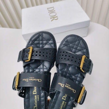 CD Cow leather cutout flat sandals 1825022816