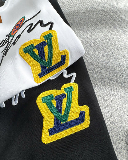 LV Unisex colorful floral embroidered T-shirt 1825052211