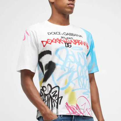 Limited New Graffiti Round Neck Short Sleeve T-Shirt 3D1025042902