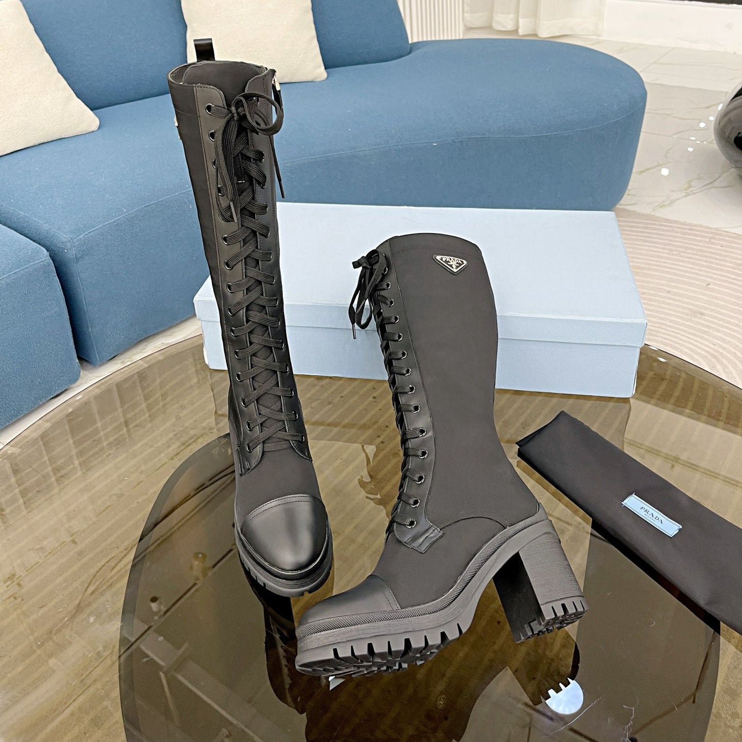 PR waterproof nylon high heel boots 1824102202