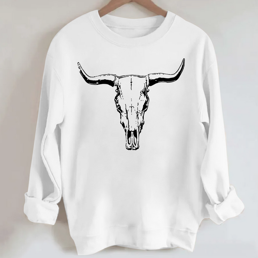 Boho Cow Skull Western Cowboy Sweatshirt