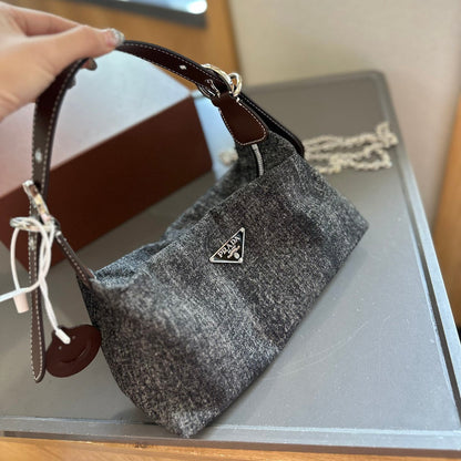 Classic underarm denim bag 1824050302