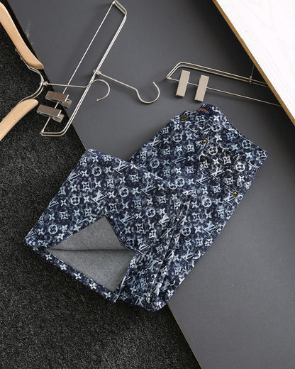 all over print jacquard jeans XC0823102304