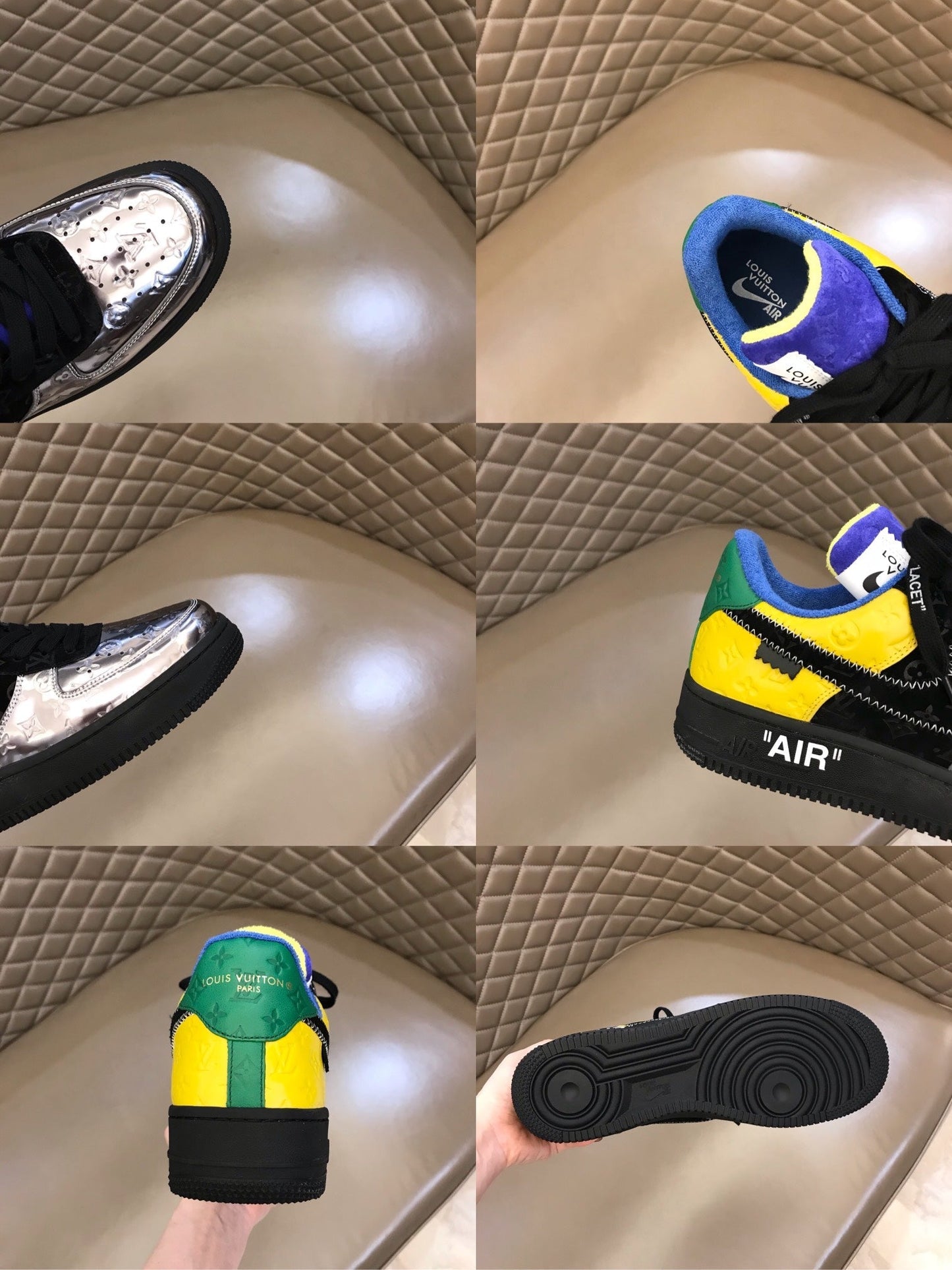 Tripartite Joint Bright Leather Embossed Contrast Color Sneakers XC1623071703