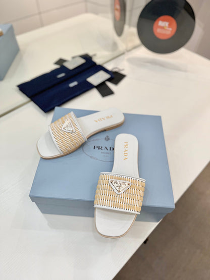 PR Leather slides with crochet details 1825030701