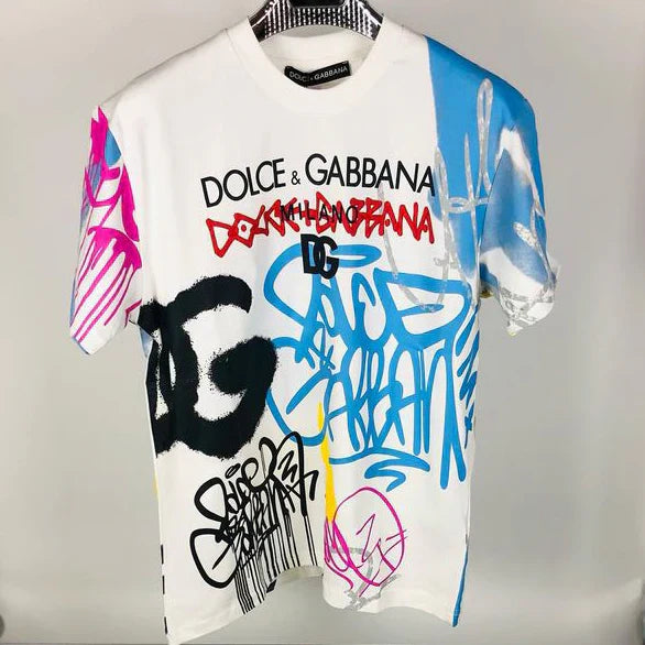 Limited New Graffiti Round Neck Short Sleeve T-Shirt 3D1025042902