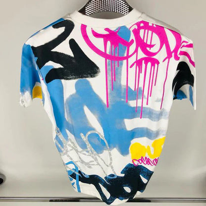 Limited New Graffiti Round Neck Short Sleeve T-Shirt 3D1025042902