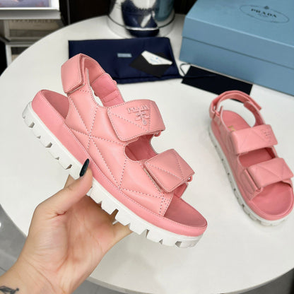 Spring And Summer New Women's Shoes Leather Soft Bottom Muffin Sandals Velcro 1024030828