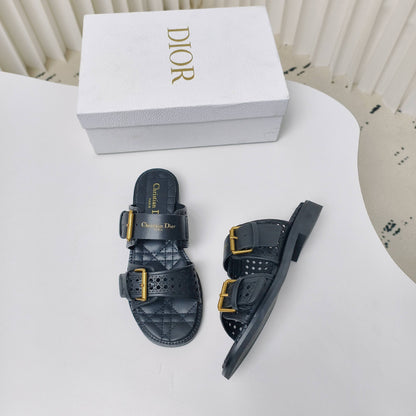 CD Cow leather cutout flat sandals 1825022816