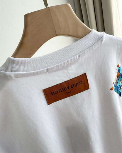 LV Unisex butterfly embroidered T-shirt 1825052210