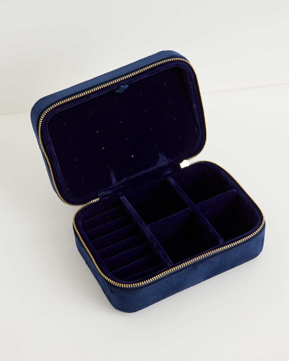 Deer & Moon Embroidered Large Jewellery Box Blueberry Velvet