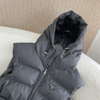 P hooded cotton vest jacket 1825090901
