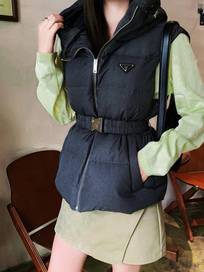 P hooded cotton vest jacket 1825090901