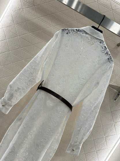 CD Heavy Embroidery Belt Dress 1825090803
