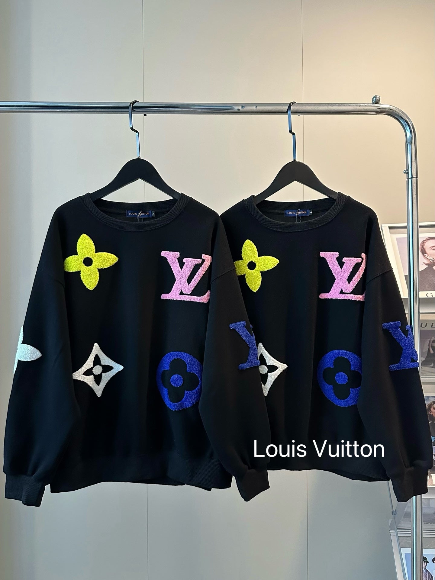 V Heavy Industry Color Towel Embroidery Logo Round Neck Sweatshirt 1825090902