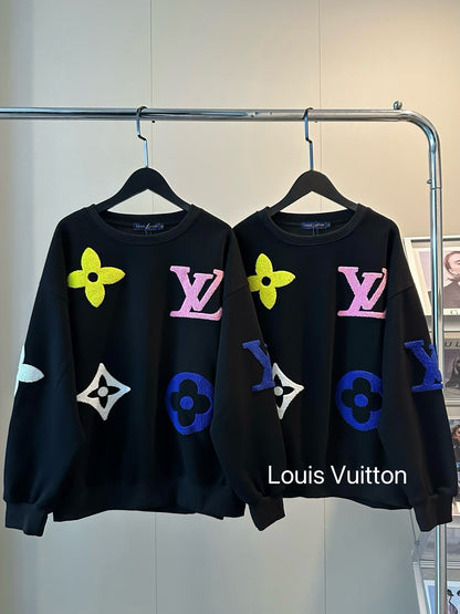 V Heavy Industry Color Towel Embroidery Logo Round Neck Sweatshirt 1825090902