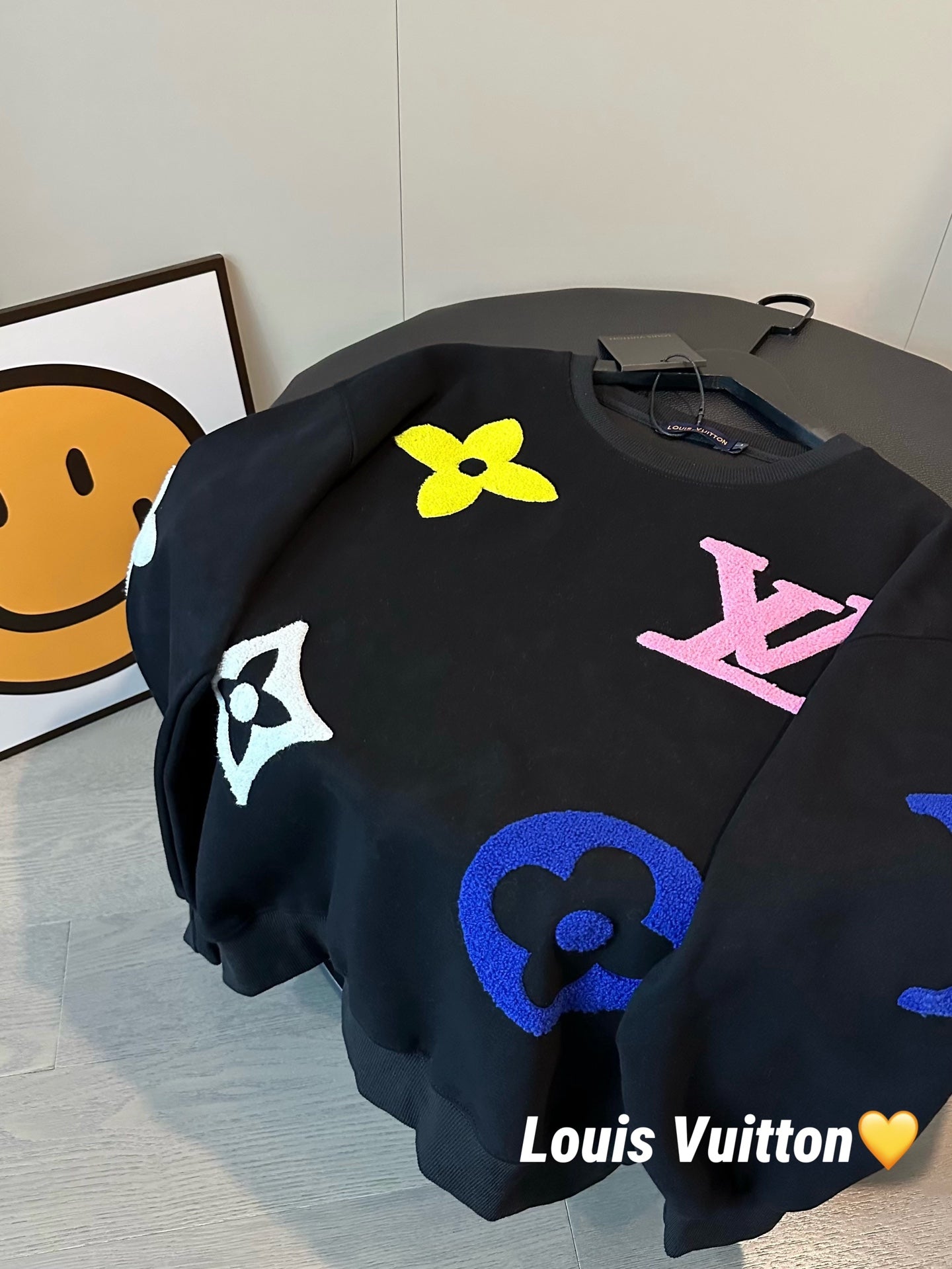 V Heavy Industry Color Towel Embroidery Logo Round Neck Sweatshirt 1825090902
